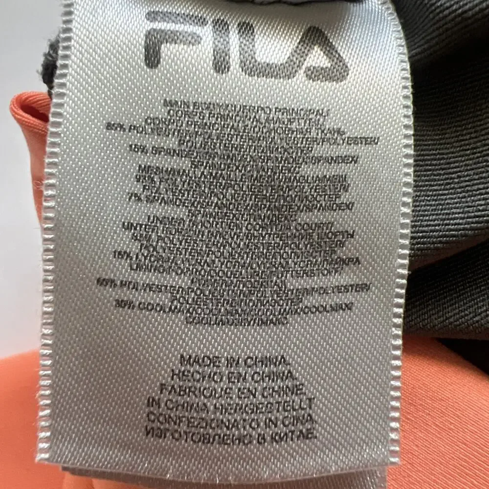 Fila Skort Skirt Womens Small Gray Orange Mesh Ruched Sides Athletic Golf Tennis